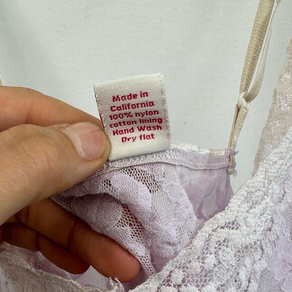 Y2K Lilac Purple Lace Sheer Spaghetti Strap Camisole Top Size L - Picture 7 of 9